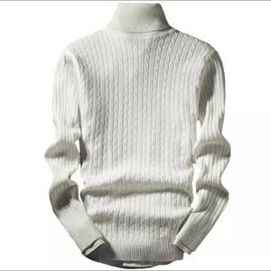 Mens Knitted Polo Roll Turtle Neck Pullover Sweater **Slim Fit**